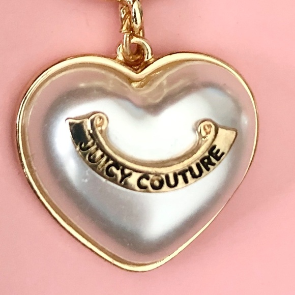 Juicy Couture Gold Tone Faux Pearl Heart Fashion Drop Earrings, New In Box - Picture 8 of 13